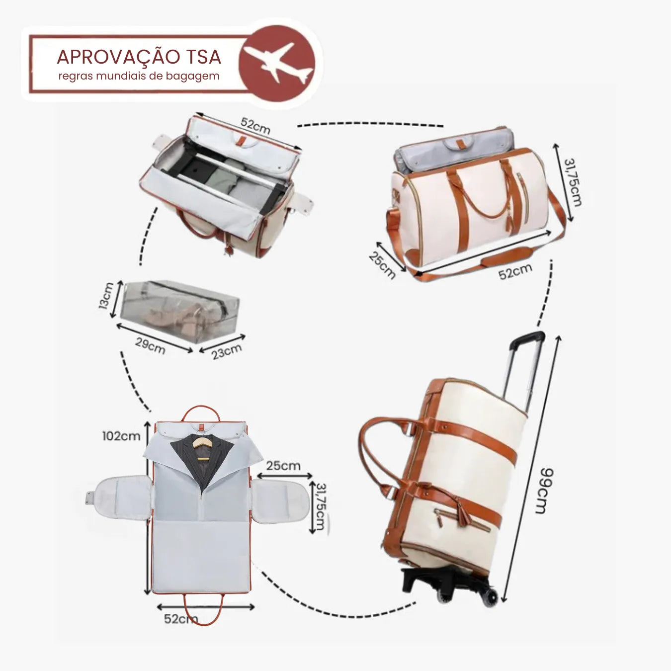 Mala de Mão Espaçosa Dobrável 60L Roller JetSetFemme™