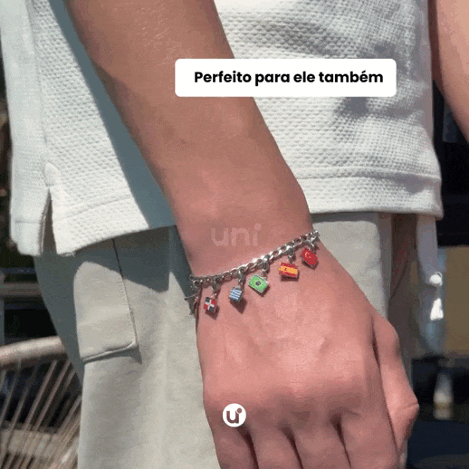 Pulseira de Berloques Viagem Bandeiras e Mapas