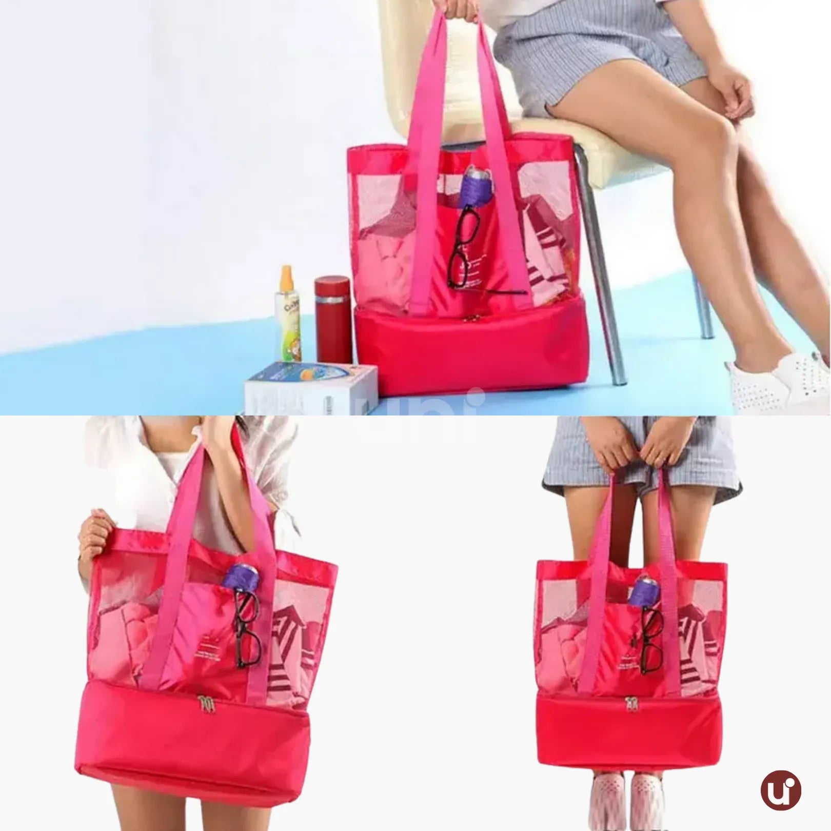 Bolsa de Praia Térmica 2 em 1 Uni Summer: Cooler Integrado & Anti-Areia