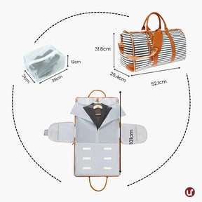 Mala de Mão Listrada Espaçosa Dobrável 60L Roller JetSetFemme™