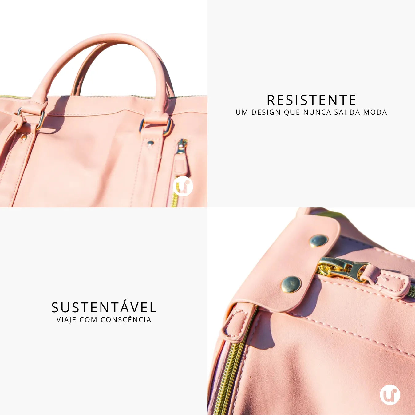 Mala de Mão Rosa Espaçosa Dobrável 60L Roller JetSetFemme™