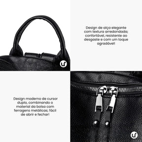 Mochila Feminina Antifurto Shiny Diary 2026 Couro Premium Impermeável 3 em 1