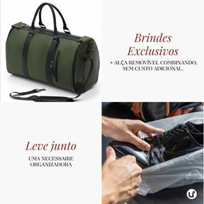 Mala de Mão Verde Espaçosa Dobrável 60L Roller JetSetFemme™