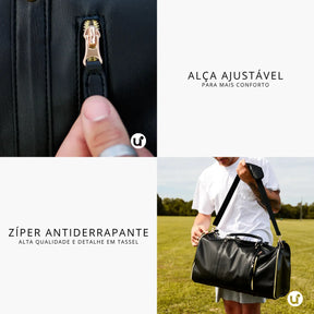 Mala de Mão Preta Espaçosa Dobrável 60L Roller JetSetFemme™