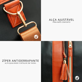 Mala de Mão Preta Caramelo Espaçosa Dobrável 60L Roller JetSetFemme™