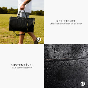 Mala de Mão Preta Espaçosa Dobrável 60L Roller JetSetFemme™