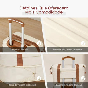 Kit Mala de Bordo 10kg Rodas Removíveis ANAC + Bolsa e Nécessaire