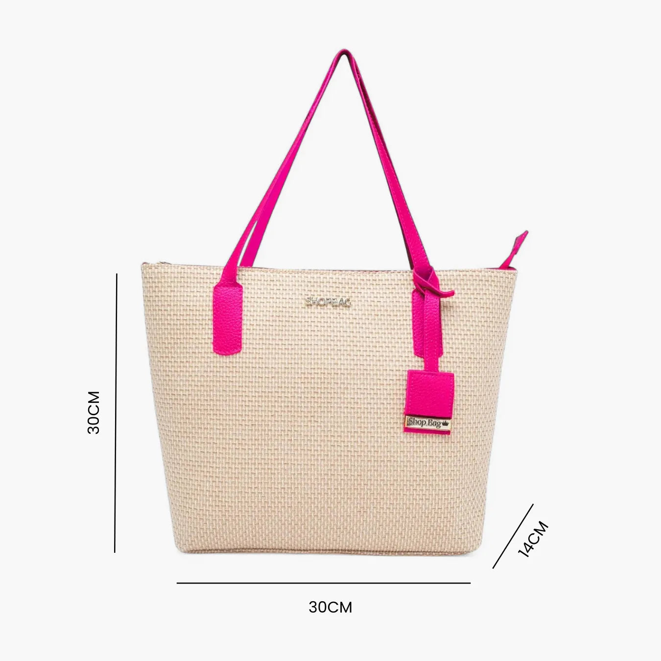 Bolsa Feminina de Praia Grande com Zíper - California Palha Sintética