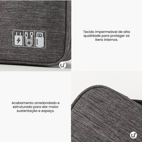 Organizador de Cabos e Carregadores para Viagem Impermeável