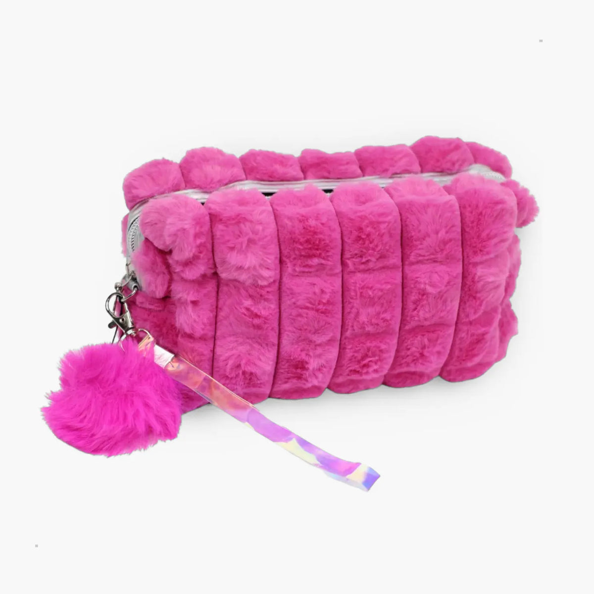 Estojo Necessaire Felpudo Com Pompom – Grande, Versátil para Viagem e Escola