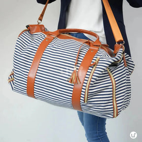 Mala de Mão Listrada Espaçosa Dobrável 60L Roller JetSetFemme™