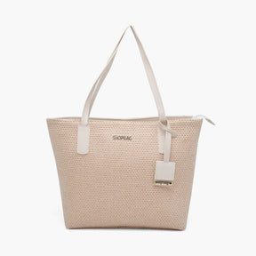 Bolsa Feminina de Praia Grande com Zíper - California Palha Sintética