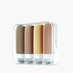 Kit Marrom Recipiente Flexível Contra Vazamentos 4 Frascos de Silicone Silicase™