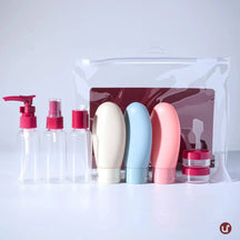 Kit Viagem 5 a 8 Peças Frascos Silicone Antivazamento + Necessaire