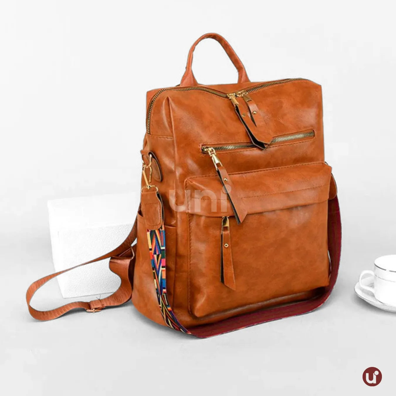 Mochila Feminina Antifurto Shiny Diary 2026 Couro Premium Impermeável 3 em 1