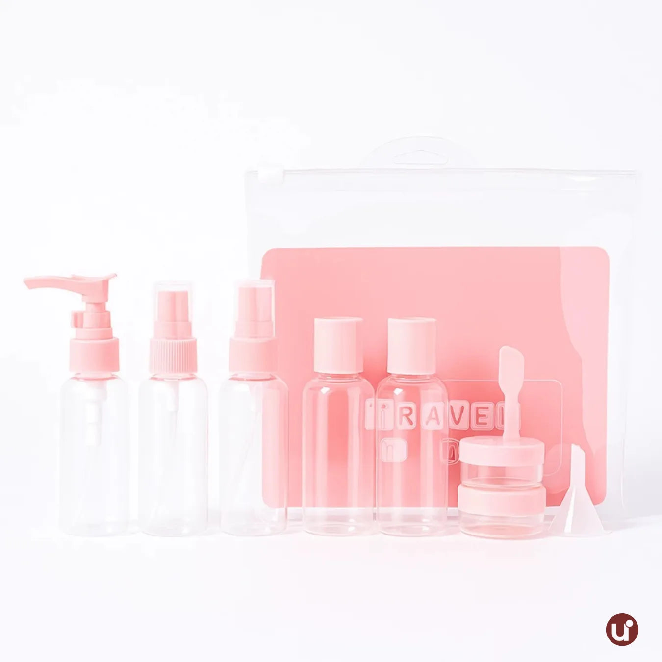 Kit Viagem 5 a 8 Peças Frascos Silicone Antivazamento + Necessaire