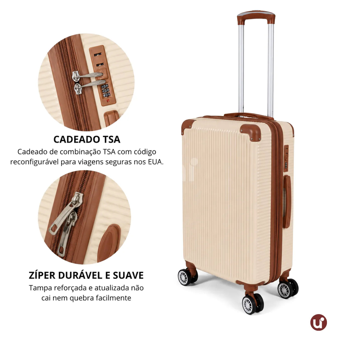 Mala de Viagem NovaTech Rígida ABS — Bordo e Despacho 8kg a 32kg | Cadeado TSA, Rodas 360° Removíveis, Expansível