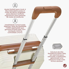 Kit Mala de Bordo 10kg Rodas Removíveis ANAC + Bolsa e Nécessaire