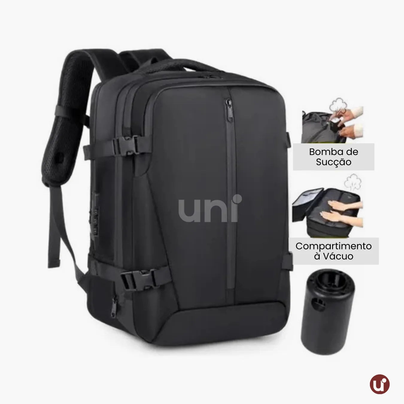 Mochila de Viagem a Vácuo Expansível 60L Mala de Bordo Impermeável