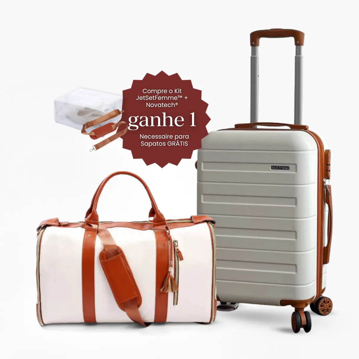 Kit de Viagem Dobrável JetSetFemme™ + Mala Novatech® 8kg–15kg — Leve e Organizada