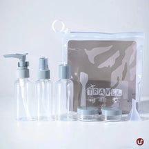 Kit Viagem 5 a 8 Peças Frascos Silicone Antivazamento + Necessaire