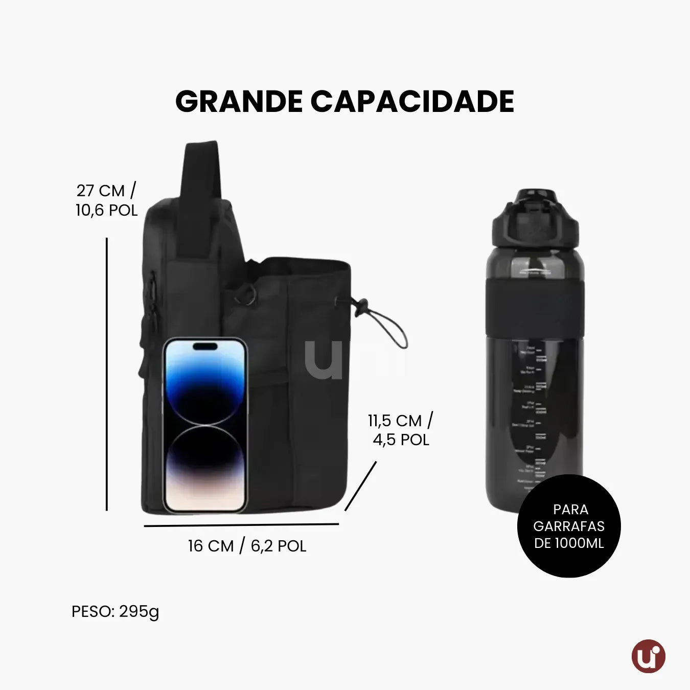 Bolsa Transversal Magnética Porta Celular e Garrafa - Térmica