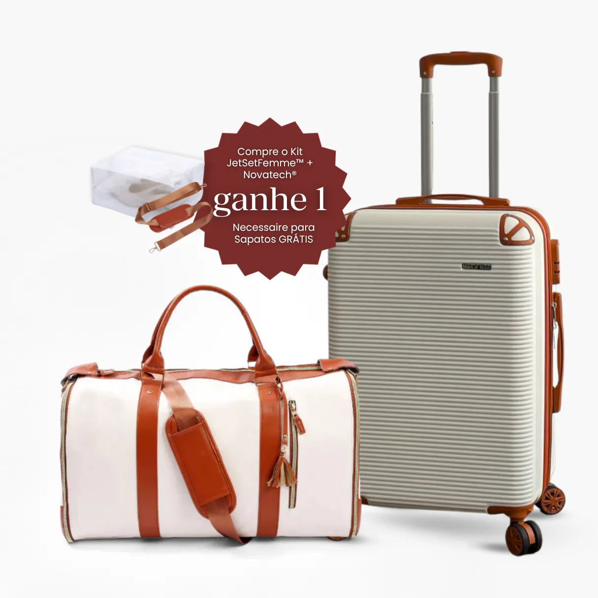 Kit de Viagem Dobrável JetSetFemme™ + Mala Novatech® 8kg–15kg — Leve e Organizada