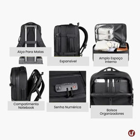 Mochila de Viagem a Vácuo Expansível 60L Mala de Bordo Impermeável