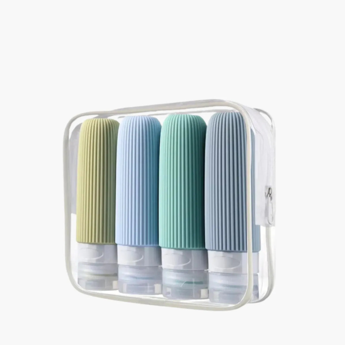 Kit Verde e Azul Recipiente Flexível Contra Vazamentos 4 Frascos de Silicone Silicase™