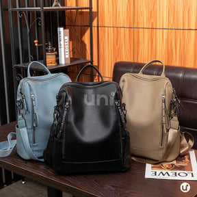 Mochila Feminina Antifurto Shiny Diary 2026 Couro Premium Impermeável 3 em 1