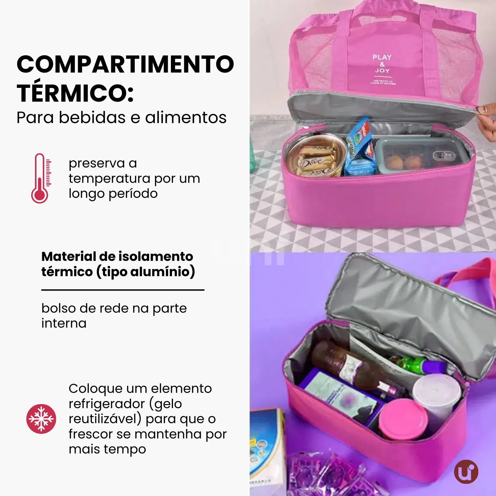 Bolsa de Praia Térmica 2 em 1 Uni Summer: Cooler Integrado & Anti-Areia