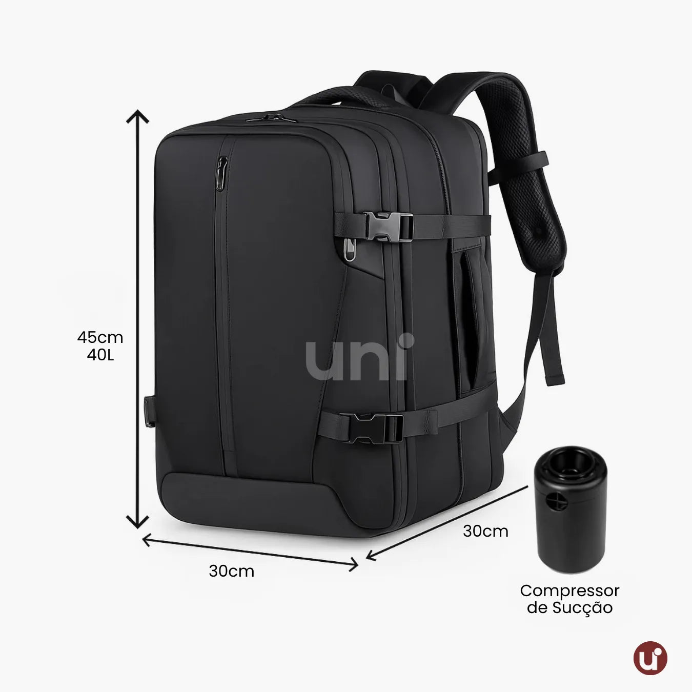 Mochila de Viagem a Vácuo Expansível 60L Mala de Bordo Impermeável