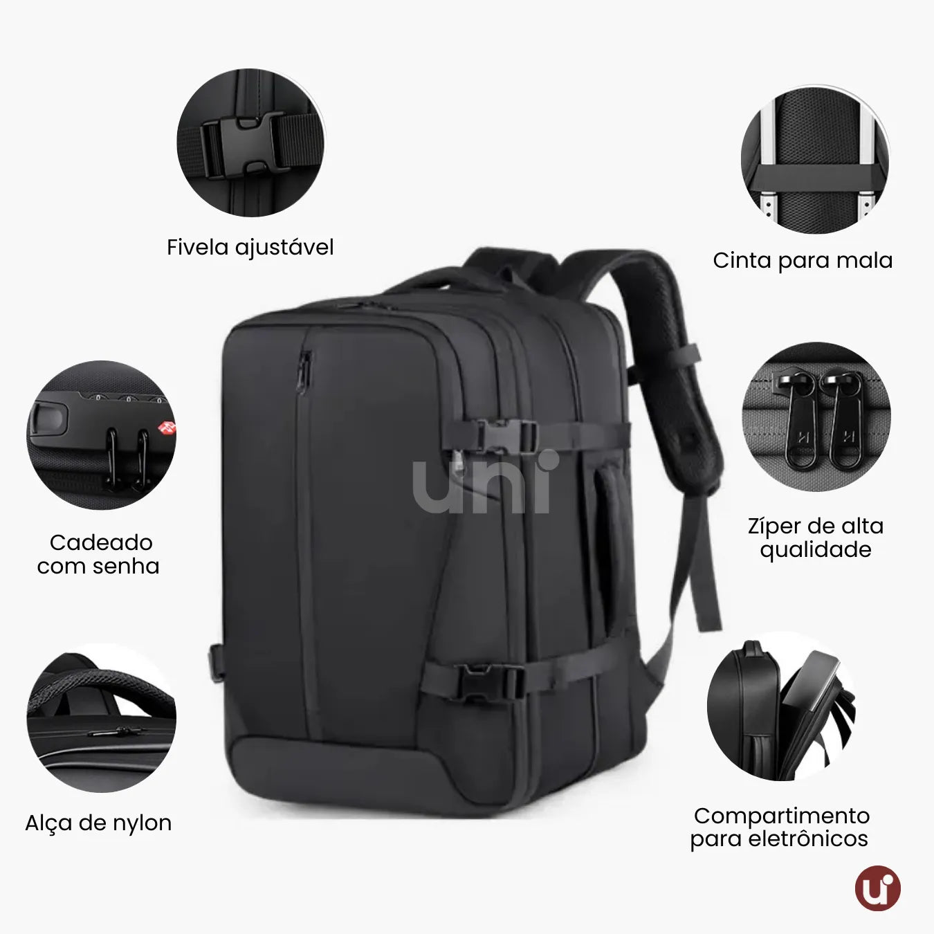 Mochila de Viagem a Vácuo Expansível 60L Mala de Bordo Impermeável