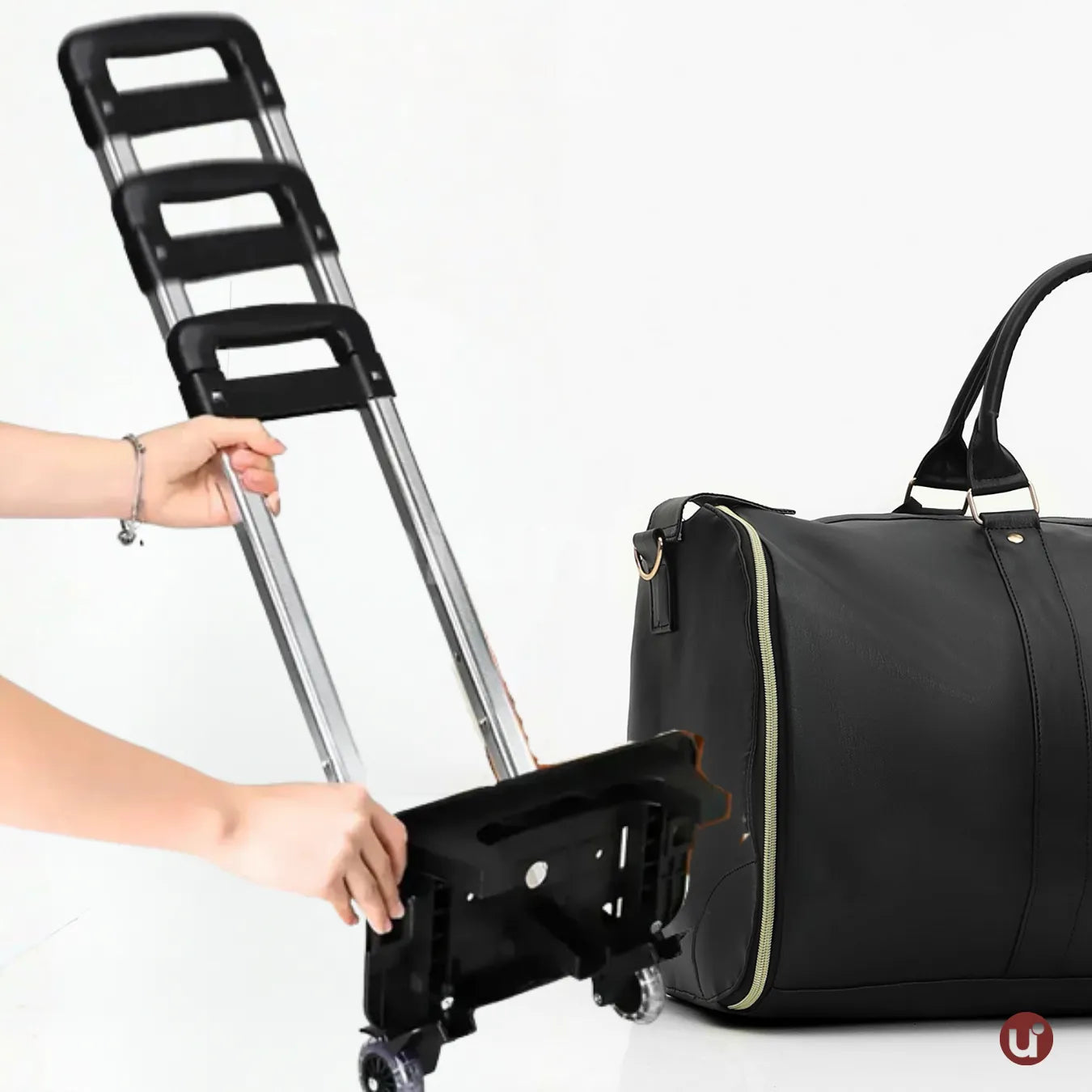 Mala de Mão Preta Espaçosa Dobrável 60L Roller JetSetFemme™