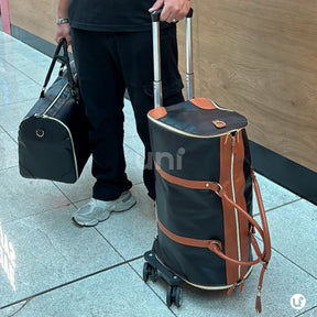 Mala de Mão Preta Caramelo Espaçosa Dobrável 60L Roller JetSetFemme™