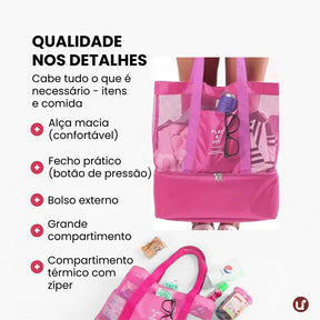 Bolsa de Praia Térmica 2 em 1 Uni Summer: Cooler Integrado & Anti-Areia