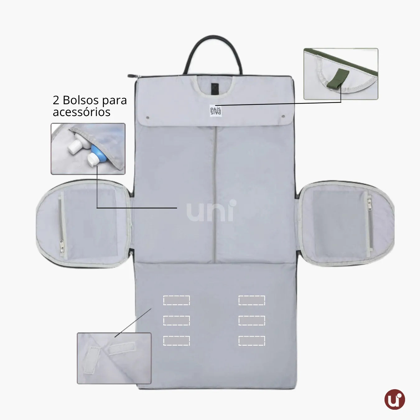 Mala de Mão Verde Espaçosa Dobrável 60L Roller JetSetFemme™