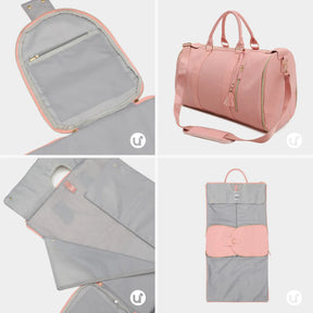 Mala de Mão Rosa Espaçosa Dobrável 60L Roller JetSetFemme™