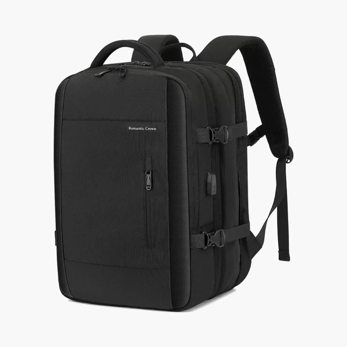 Mochila de Viagem Executiva 45L Impermeável com USB – Unissex para Notebook Romantic Crown