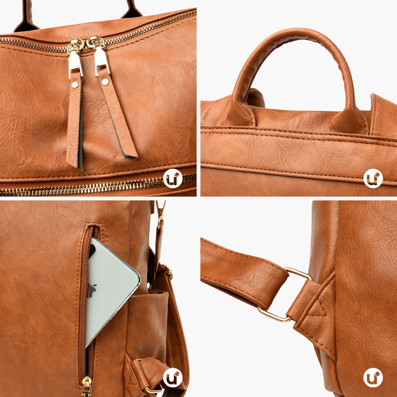 Mochila Feminina Antifurto Shiny Diary 2026 Couro Premium Impermeável 3 em 1