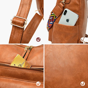 Mochila Feminina Antifurto Shiny Diary 2026 Couro Premium Impermeável 3 em 1