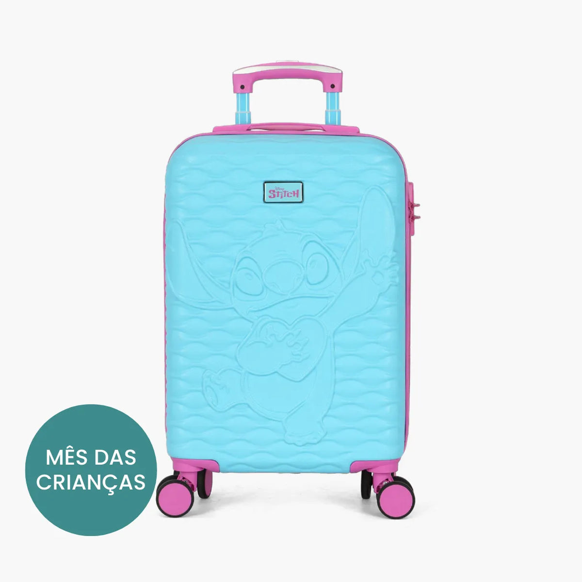 Mala de Bordo Infantil Stitch & Angel ABS Dupla Face 360° – Duas Estampas em Uma