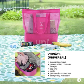 Bolsa de Praia Térmica 2 em 1 Uni Summer: Cooler Integrado & Anti-Areia