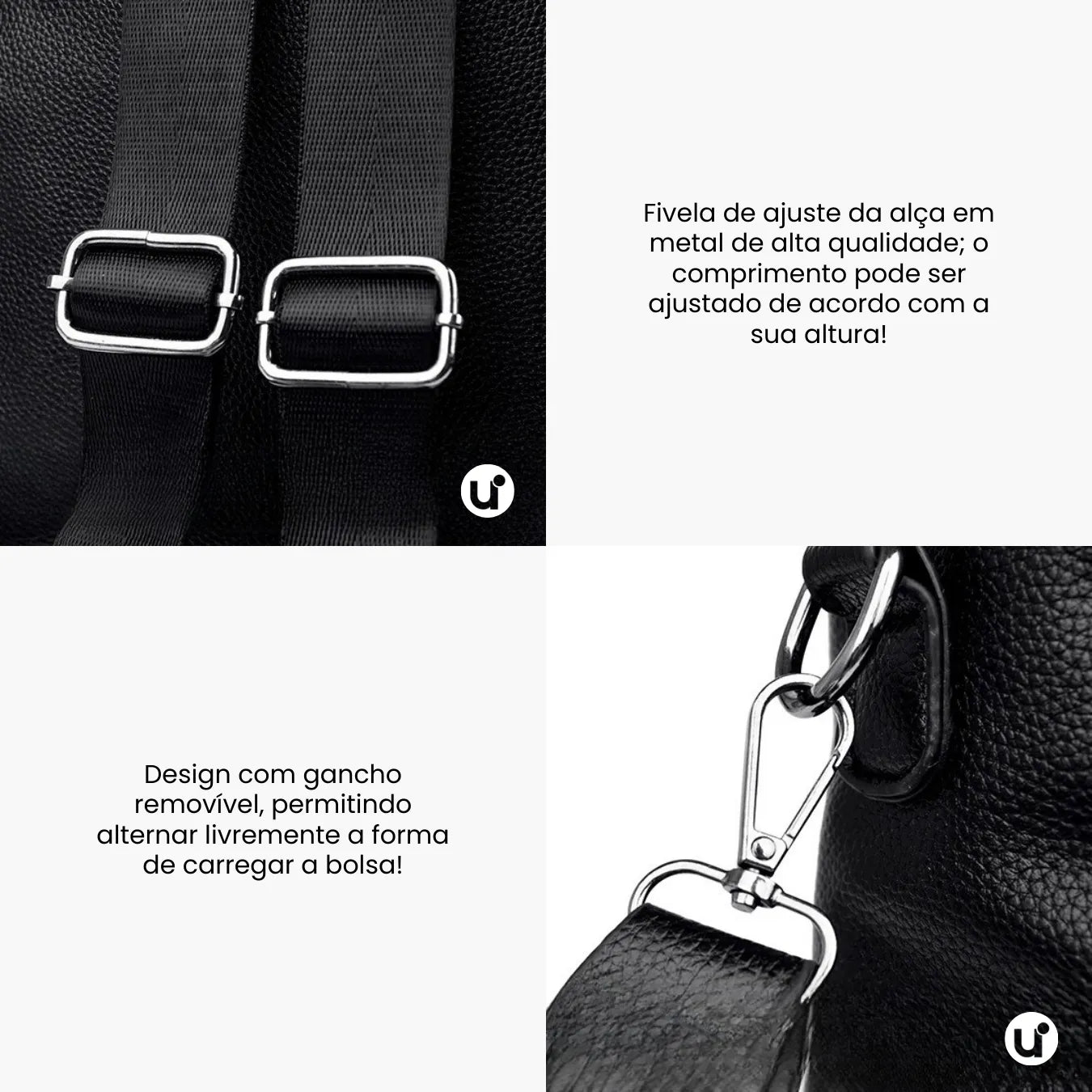 Mochila Feminina Antifurto Shiny Diary 2026 Couro Premium Impermeável 3 em 1