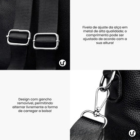 Mochila Feminina Antifurto Shiny Diary 2026 Couro Premium Impermeável 3 em 1