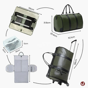 Mala de Mão Verde Espaçosa Dobrável 60L Roller JetSetFemme™