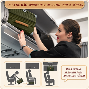 Kit Mala de Viagem Verde Oliva 20"/24" + Bolsa e Necessaire
