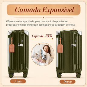 Kit Mala de Viagem Verde Oliva 20"/24" + Bolsa e Necessaire