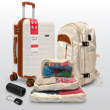 Kit Viagem NovaTech Ivoire — Mala de Bordo + Mochila Antifurto USB