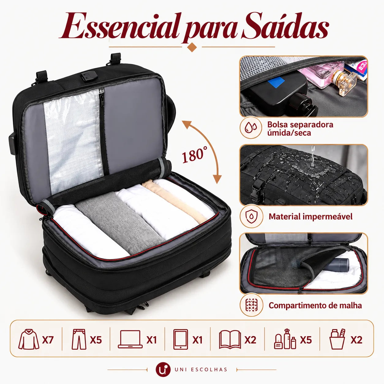 Kit RICCA — Combo Bordo Completo: Mala + Mochila e 10 Extras